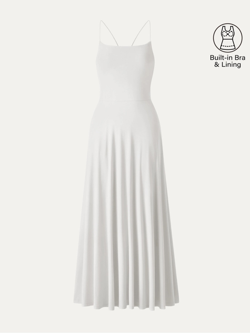 NWOT OGL White Spaghetti-Strap Bra Maxi Dress with pockets XS
